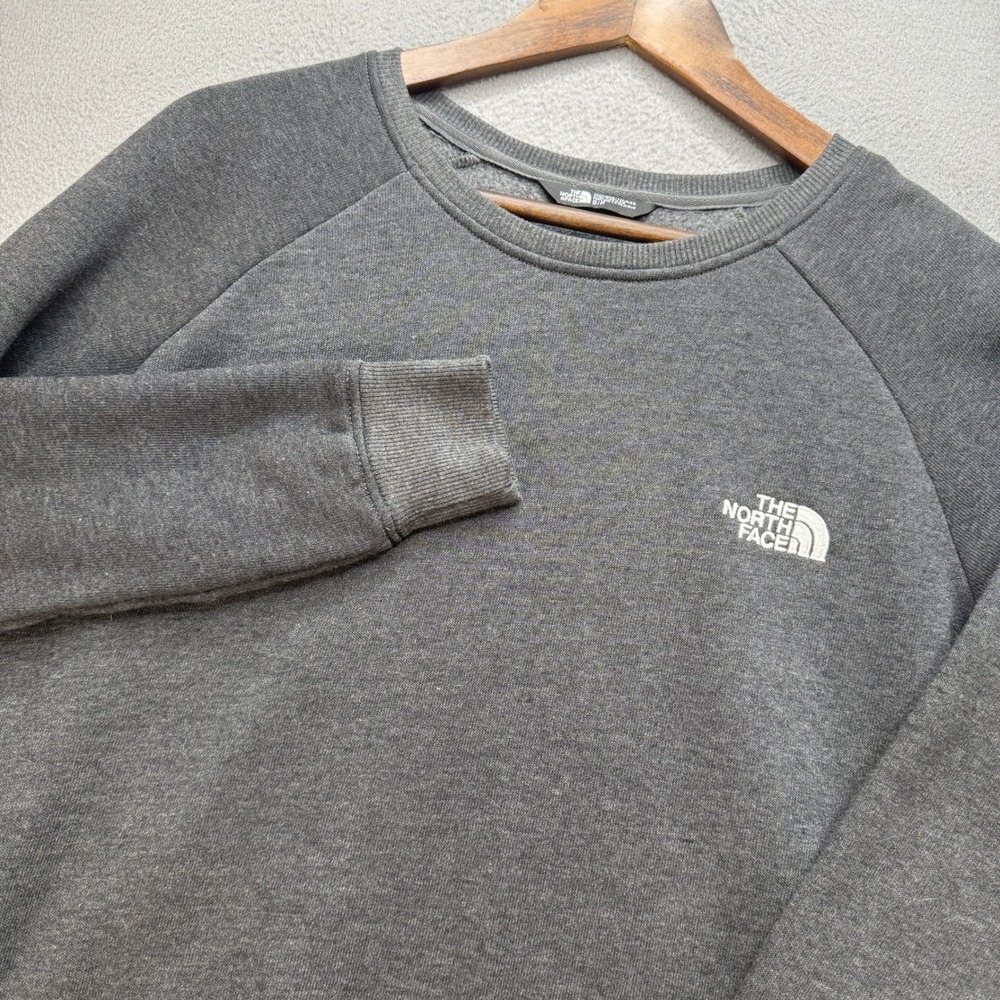 The North Face Sweatshirt Womens Small Gray Cotton Blend Raglan Sleeve Active